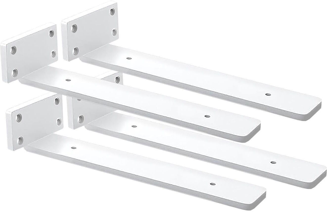 4 Pack Shelf Bracket White 12 Inch Floating Shelf Bracket Heavy Shelf Bracket 15.24 CM Shelf Bracket-image-1