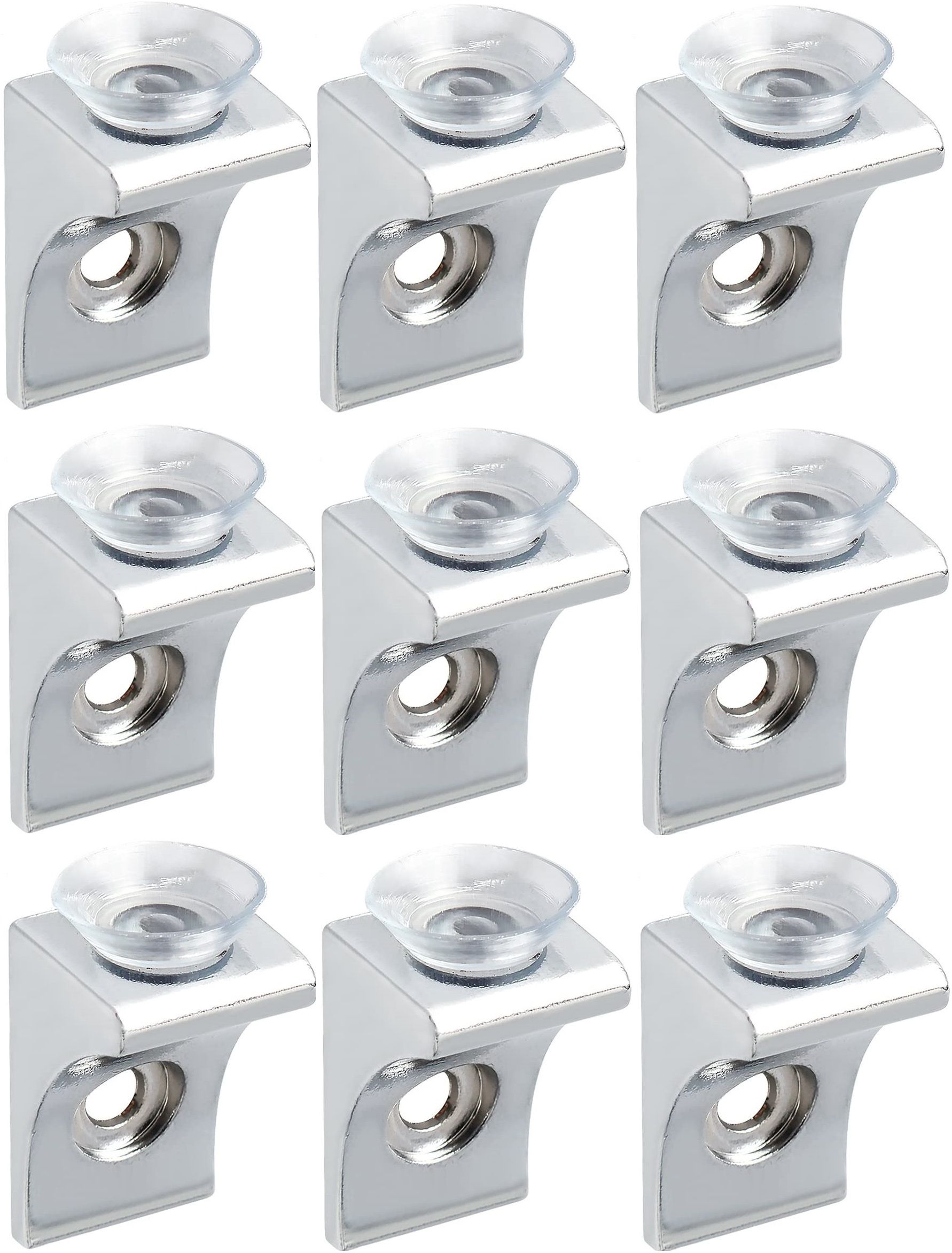 Alu. Glass Shelf Brackets Mounting Brace Fixing Pegs Supports, holder Cup for Glass Shelves,Cabinet Display, (PACK OF 9) Shelf Bracket-image-49