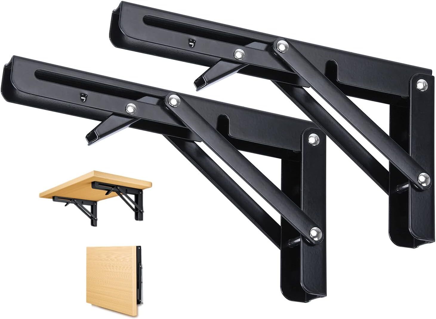 suicune Heavy Duty Metal Collapsible Shelf Bracket for Bench Table 12 inch Shelf Bracket-picture-5