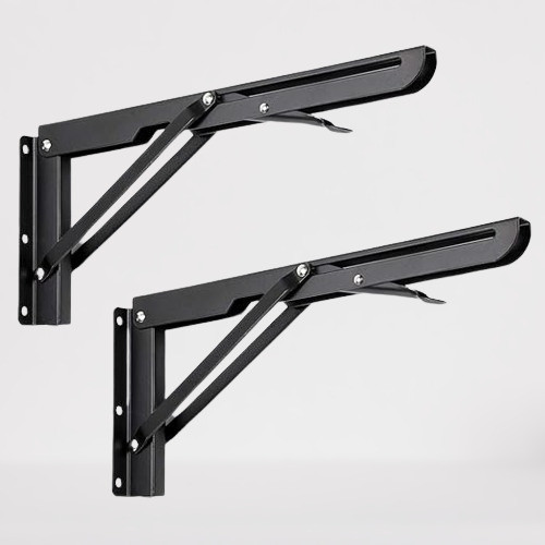 rh mall Shelf_Brackets_33 12, Folding Shelf Bracket 12 Inch, 2 Pcs, Max Load 200KG(Black) Shelf Bracket image 1