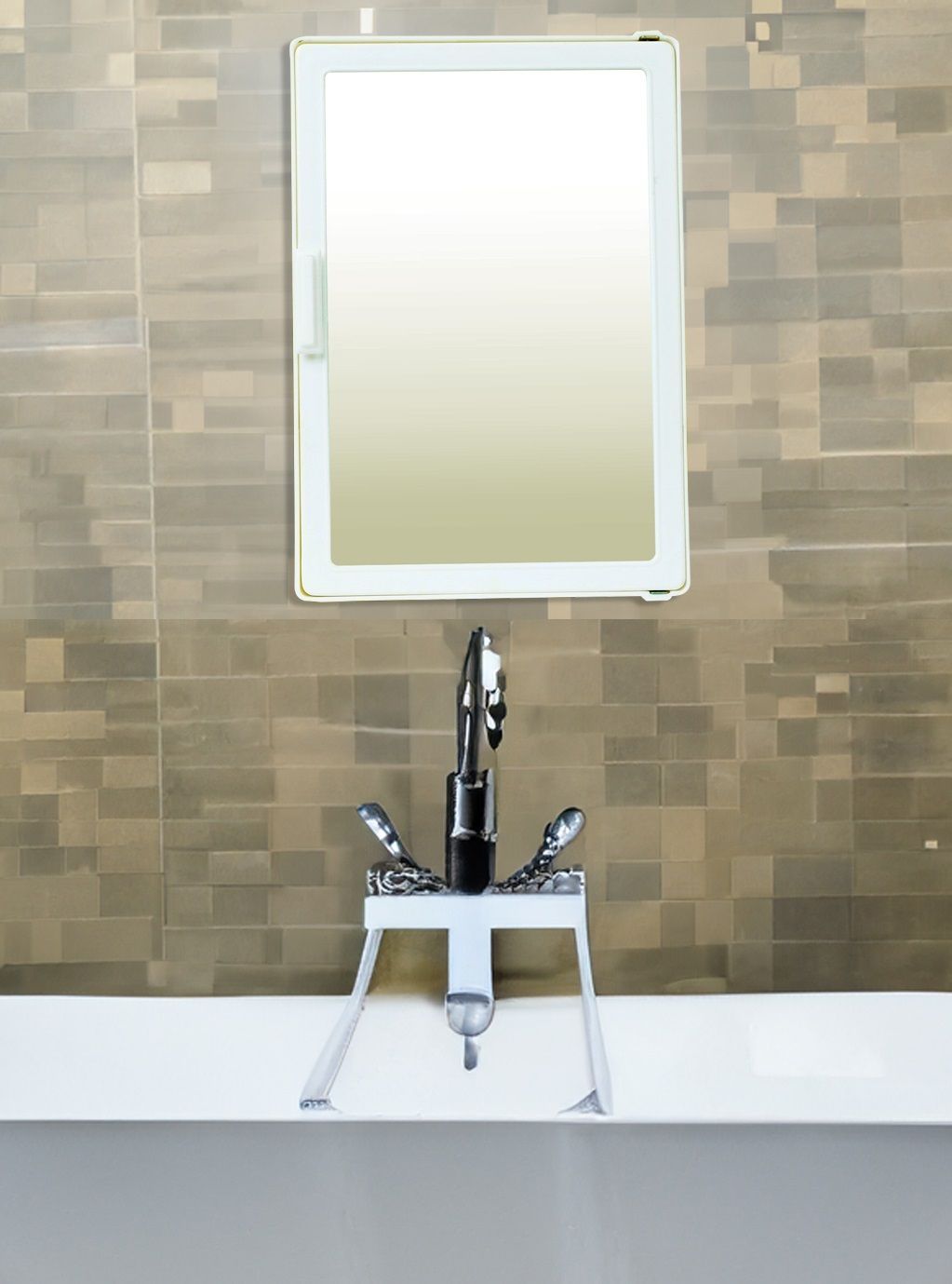 white small mini mirror storage wall cabinet for bathroom medicines makeup milky color, wall hung box with mirror, small size, multiuse multipurpose shelf bracket