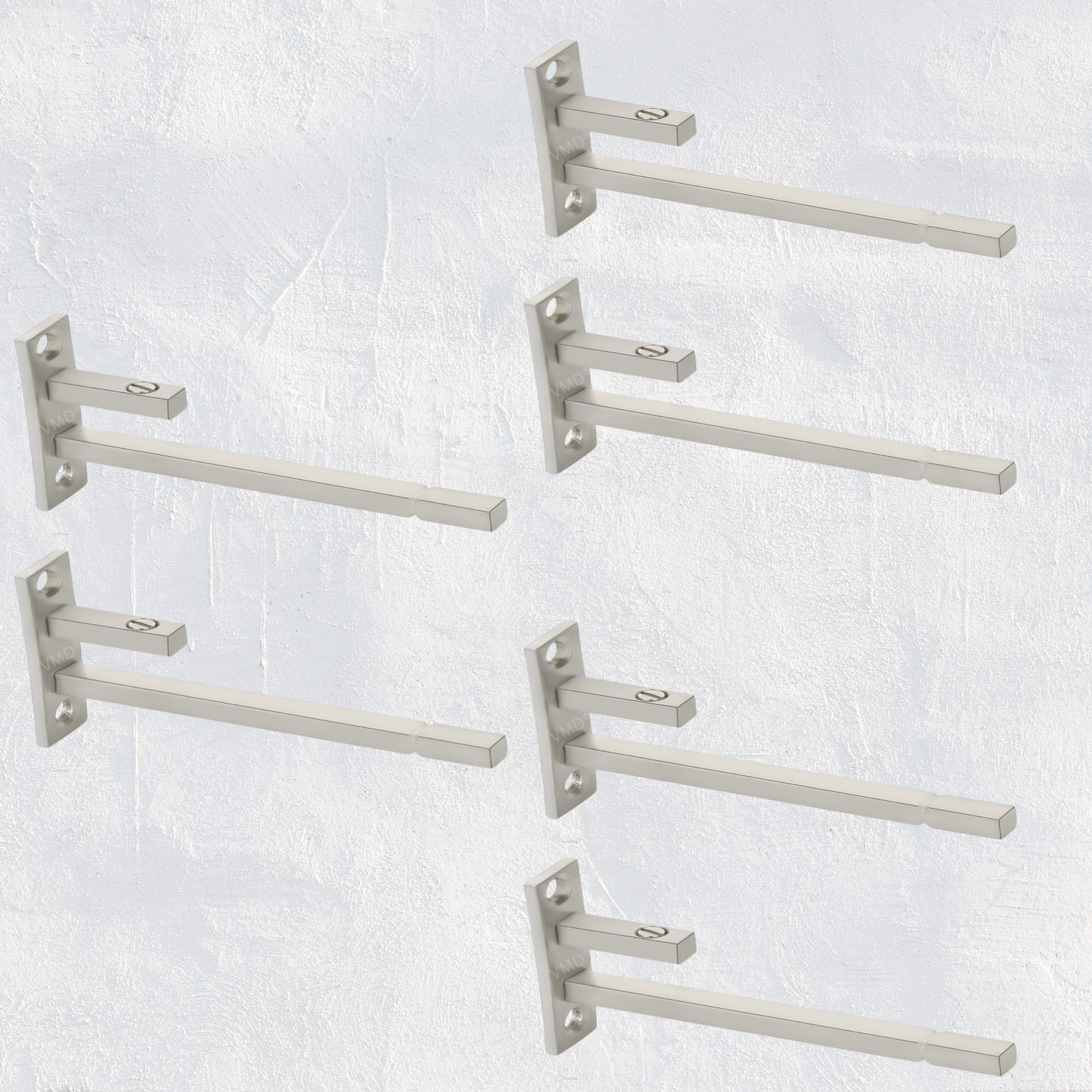 6"heavy S.S Adjustable F Type Glass self bracket, support, holder for 6 to 12 mm glass, acrylic, Mdf bord, Matt Finish, (Pack of 6) Shelf Bracket