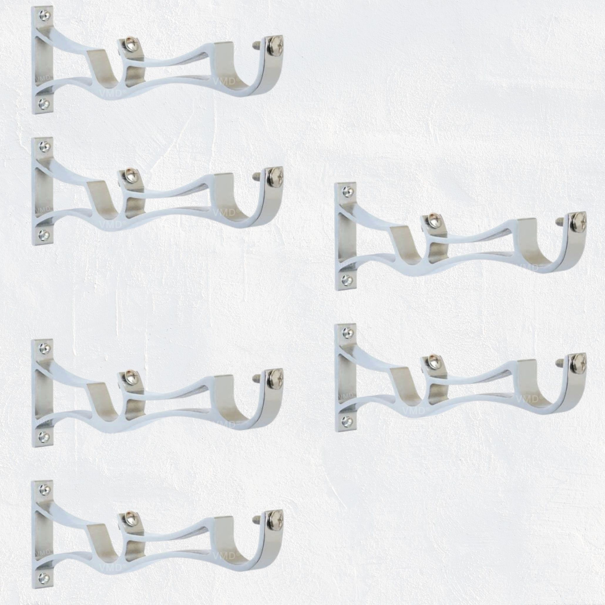 vmd Aluminium (4 mm) Heavy Clamps Holders for dauble curtain road Rod Rail Bracket, Rod rail Brackets Patti support, (20 CM) (Pack of 6) Shelf Bracket-picture-25