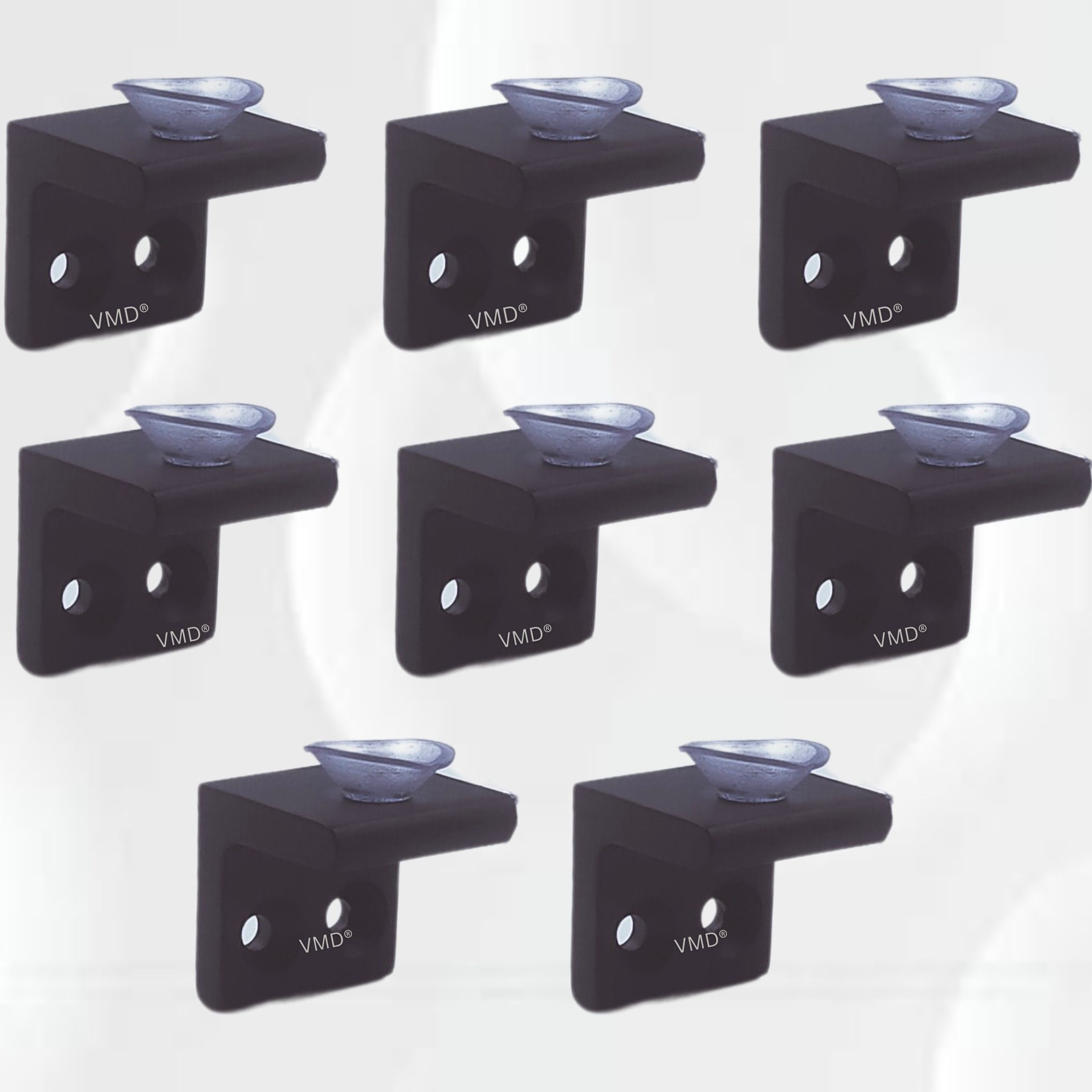 vmd S.S (5 mm) L Bet, Glass Shelf support (BLACK) Mounting, Fixing Pegs Brackets, holder, Cup for Glass Shelves,Cabinet Display, (PACK OF 8) Shelf Bracket-picture-3