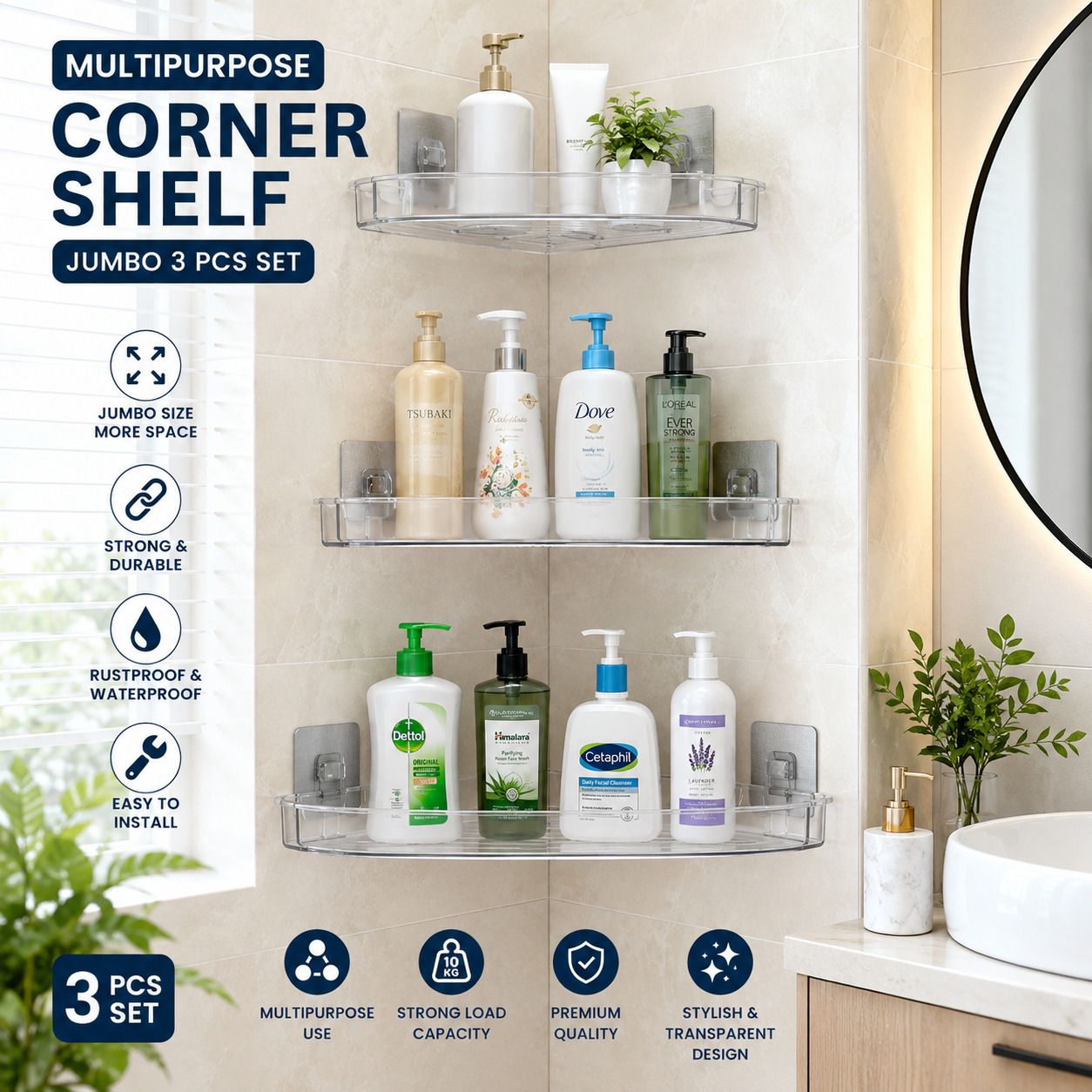 MULTIPURPOSE CORNER SHELF JUMBO 25 cm Shelf Bracket-image-22