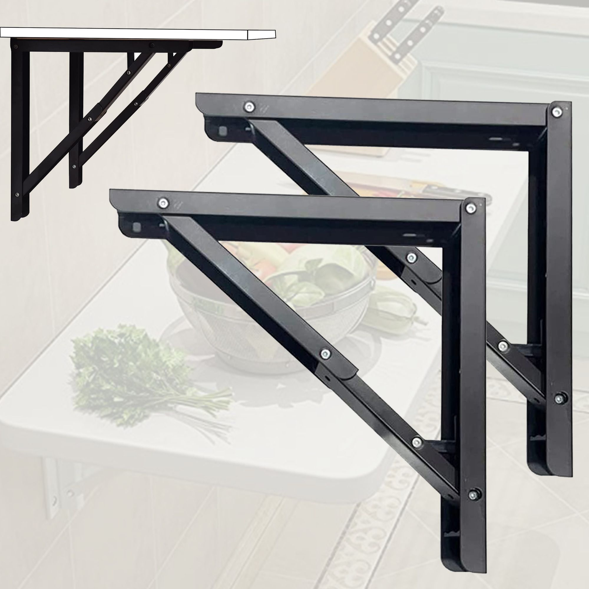 qdgmxiv Premium Foldable Wall Brackets, Heavy-Duty Powder-Coated Metal | Space-Saving 12'' Shelf Bracket-picture-10