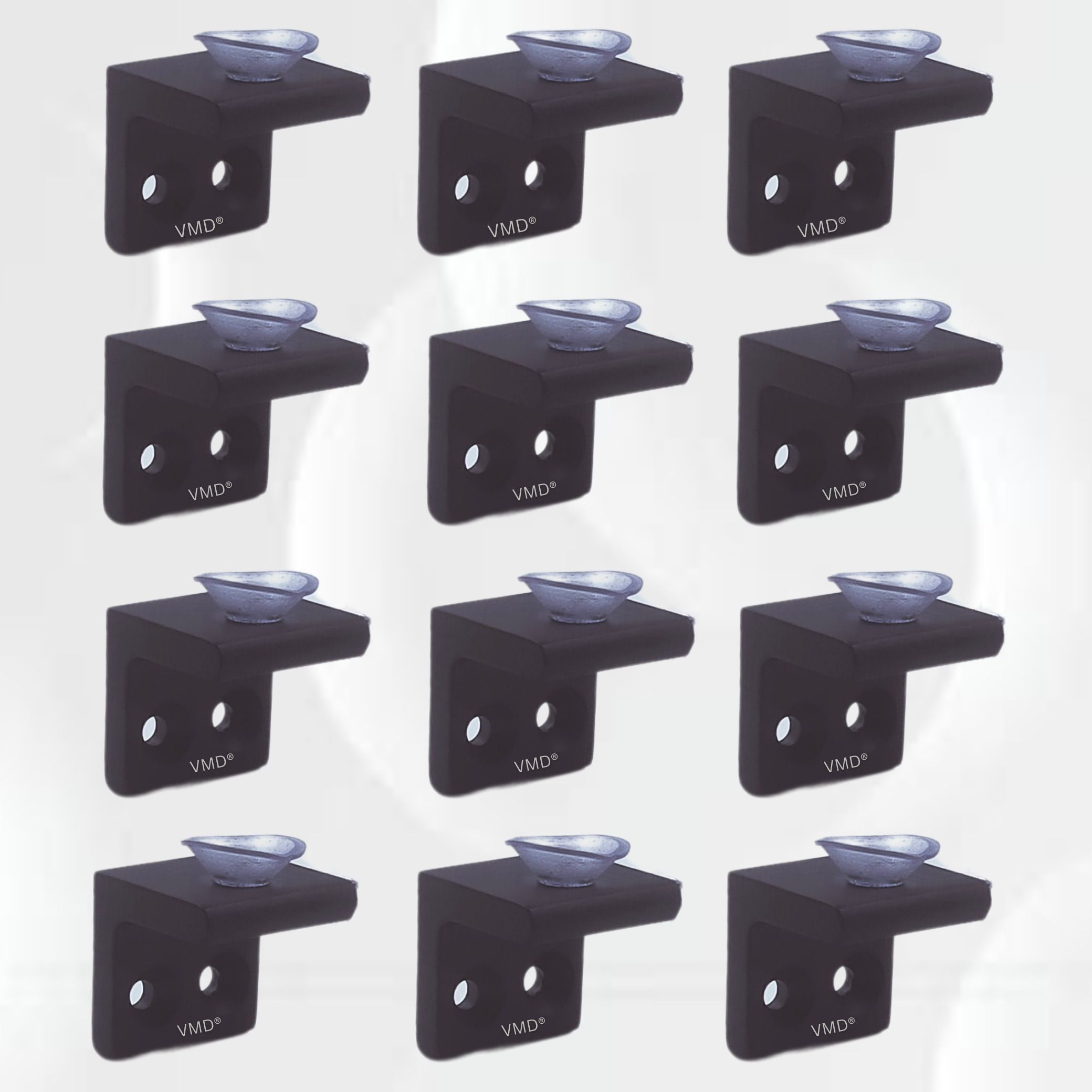 S.S (5 mm) Glass Shelf Mounting (BLACK) holder, Fixing Pegs Supports,Brackets, L bet, Cup for Glass Shelves,Cabinet Display, (PACK OF 12) Shelf Bracket-image-42