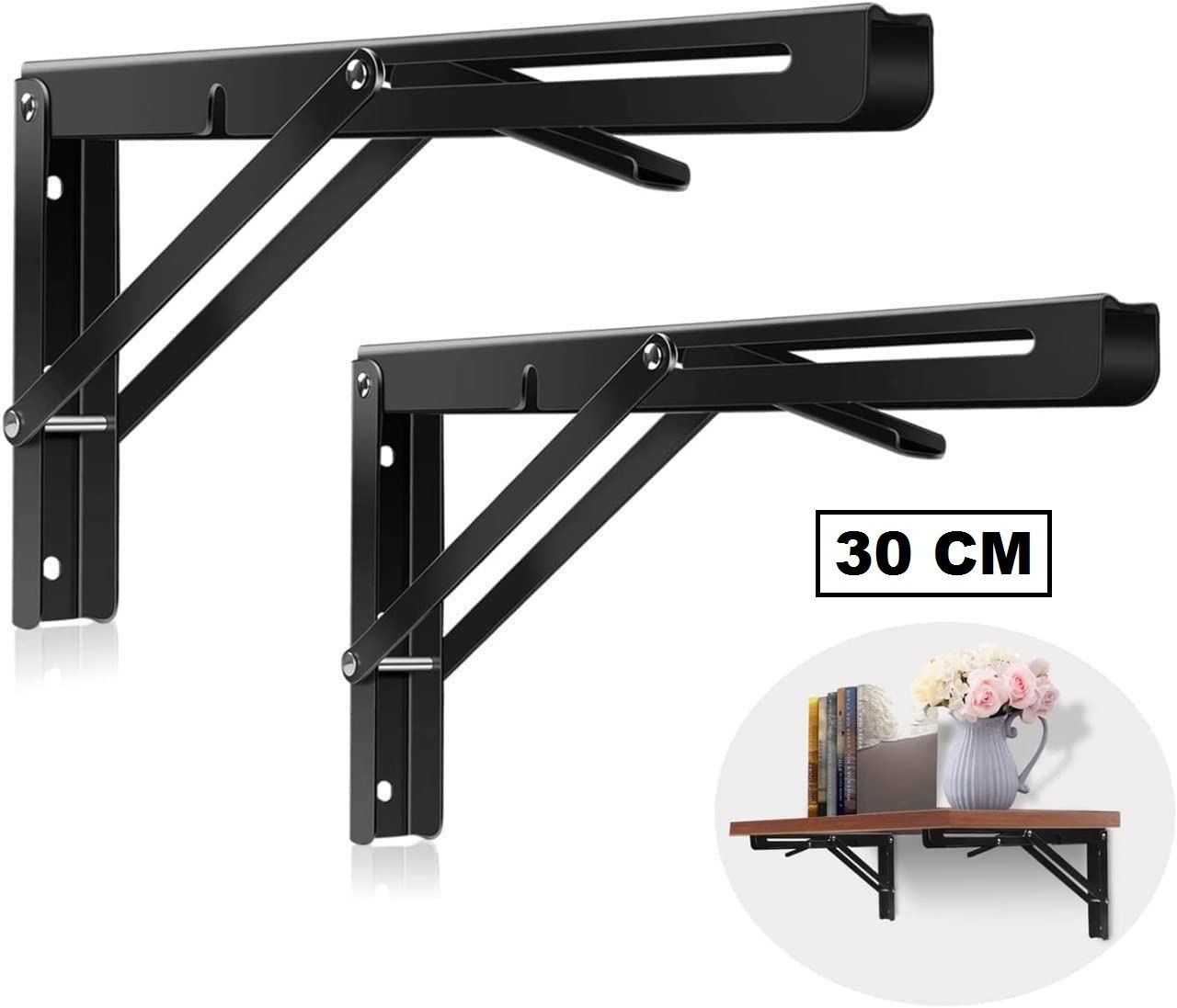 30 CM 1 Pair Folding Shelf Brackets-Heavy Duty Metal Collapsible Shelf Bracket 30 Shelf Bracket-image-7
