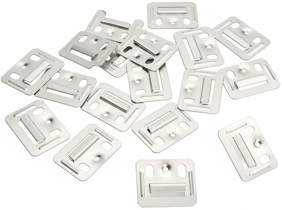 Wall Panel Buckles Metal Clips for WPC PVC Panels Pack of 10 Base Length: ~25 mm to 30 mm., Hook Height: ~5 mm to 8 mm, Width: ~15 mm to 20 mm. Shelf Bracket-image-11