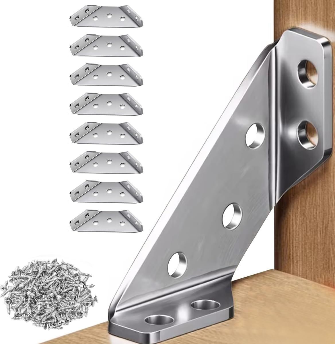 bbbikini Premium Stainless Steel Corner Brackets Universal Metal Hardware and Wood Frame 6.50cm Shelf Bracket-picture-37