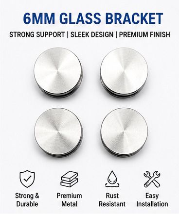 uj enterprises Premium 6mm Glass Bracket for Glass Shelves |Pack of 4 30mm Shelf Bracket-picture-33