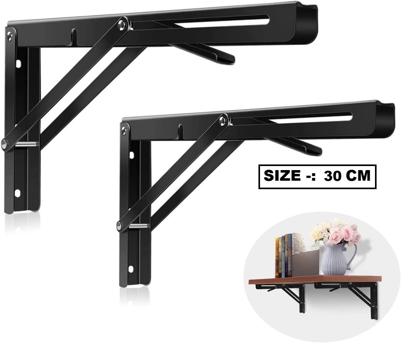 30 CM Folding Shelf Brackets-Heavy Duty Metal Collapsible Shelf Bracket 1 Pair 30 CM Shelf Bracket-image-28