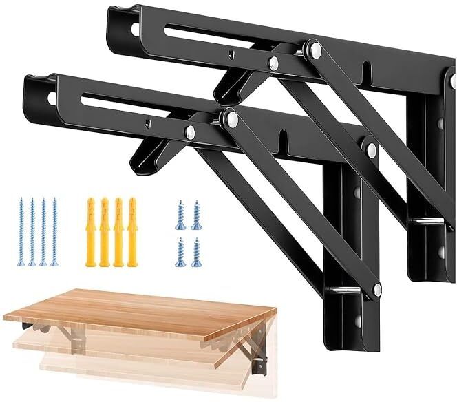 Collapsible Shelf Brackets Wall Mounted Foldable Support for Table Desk 20cm Shelf Bracket