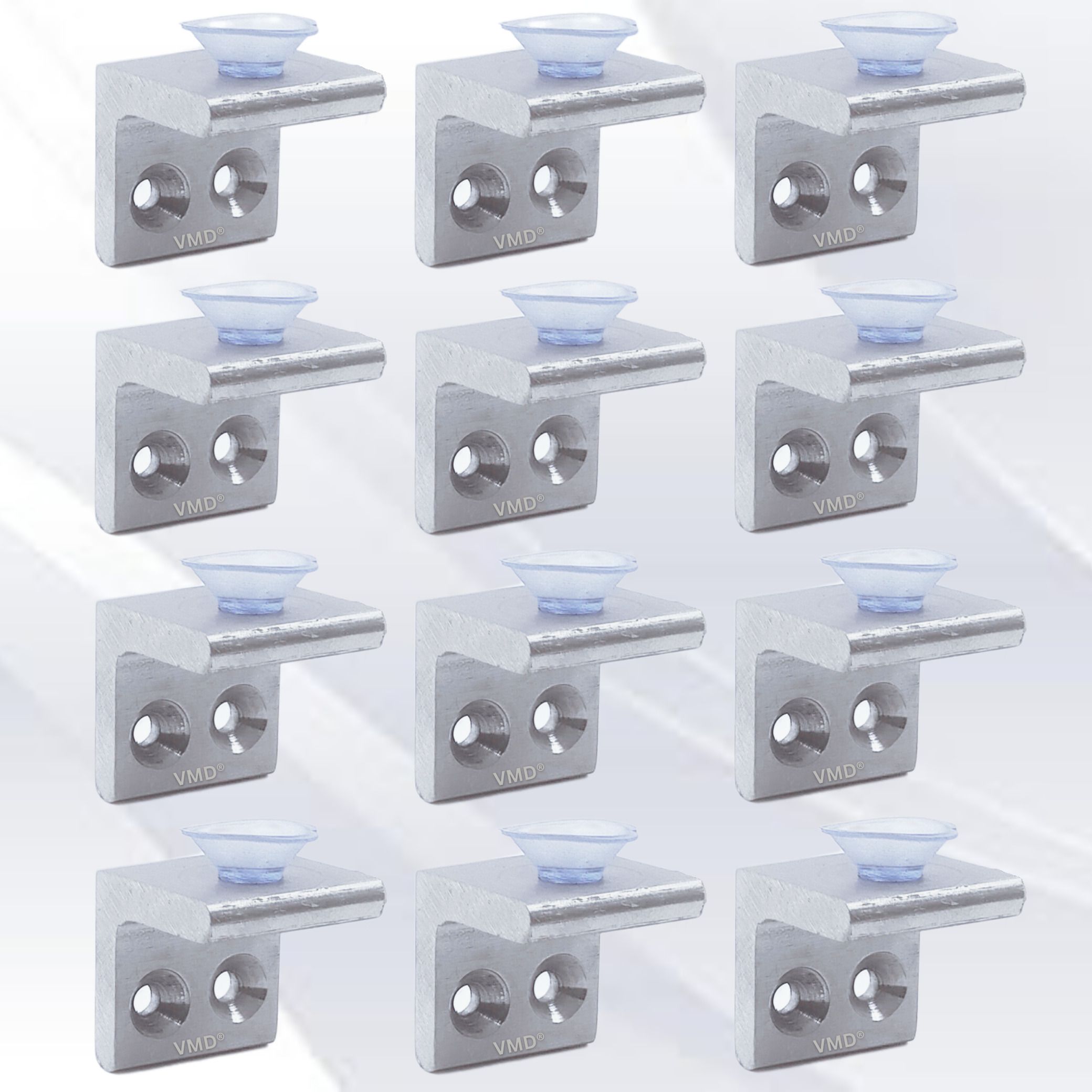vmd S.S (5 mm) Glass Shelf Mounting (MATT) holder, Fixing Pegs Supports,Brackets, L bet, Cup for Glass Shelves,Cabinet Display, (PACK OF 12) Shelf Bracket-picture-1