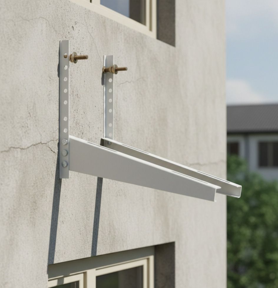 giratoria Heavy Duty Wall Mount AC Outdoor Unit Stand | Adjustable Steel Bracket (White) 46cmx11cm Shelf Bracket-picture-11