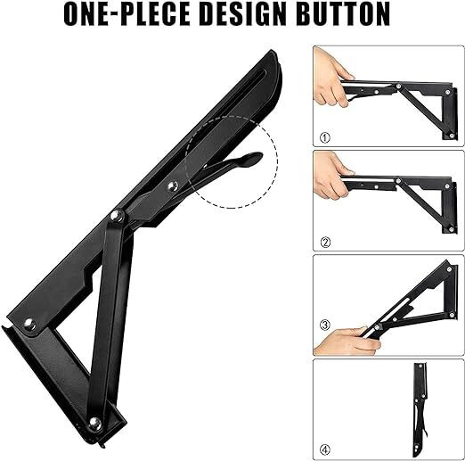 rh mall Shelf_Brackets_77 12, Folding Shelf Bracket 12 Inch, 2 Pcs, Max Load 200KG(Black) Shelf Bracket image 1