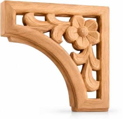 pmw Handcrafted Wooden Corbel Bracket for Wall Shelf|Decorative Floral Carved 5 Shelf Bracket-picture-49