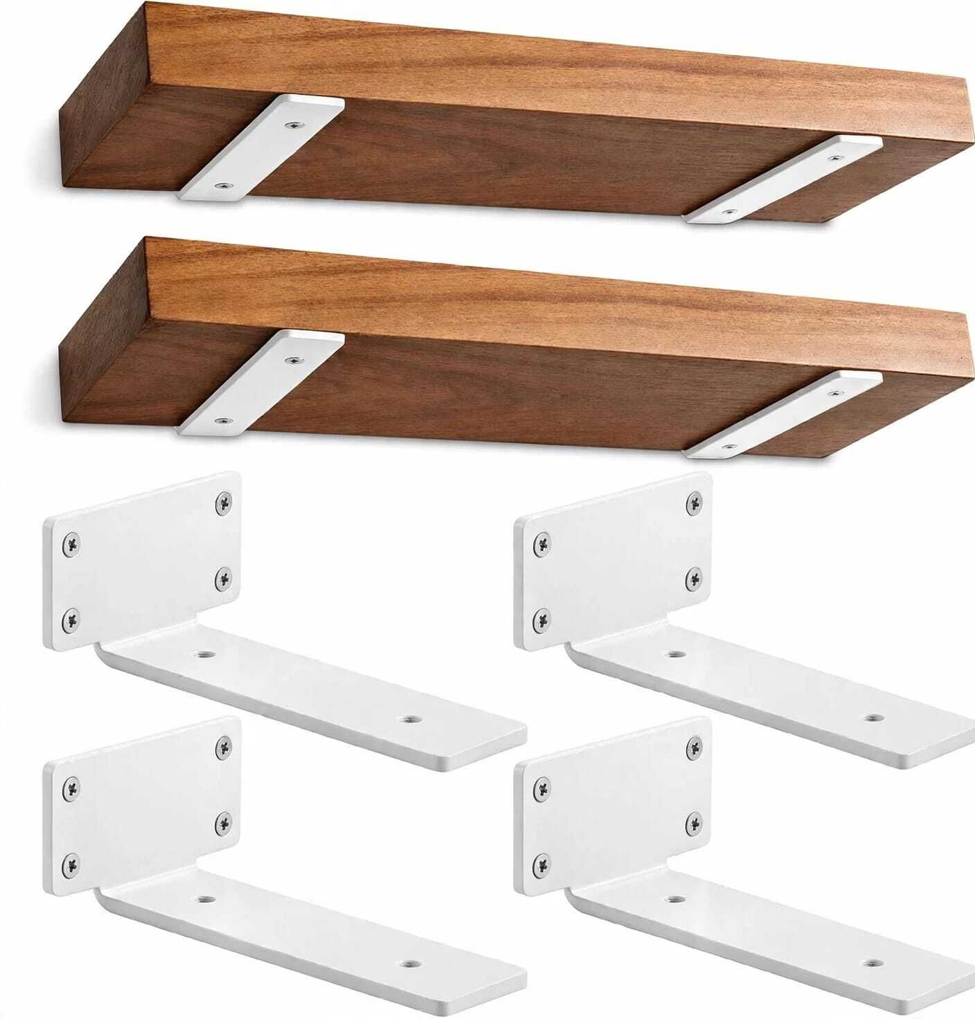 impexmart Floating Bracket 5-Inches White / Pack of 4 Heavy Duty Floating Bracket 5 inches Shelf Bracket-picture-25