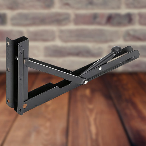 rh mall Shelf_Brackets_88 12, Folding Shelf Bracket 12 Inch, 2 Pcs, Max Load 200KG(Black) Shelf Bracket image 1