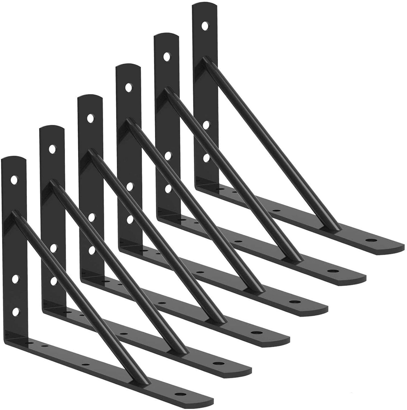 Shelf Brackets 12 Inch Heavy Duty Metal Shelf Holders, Rustic Iron Floating 12 inch Shelf Bracket-image-1