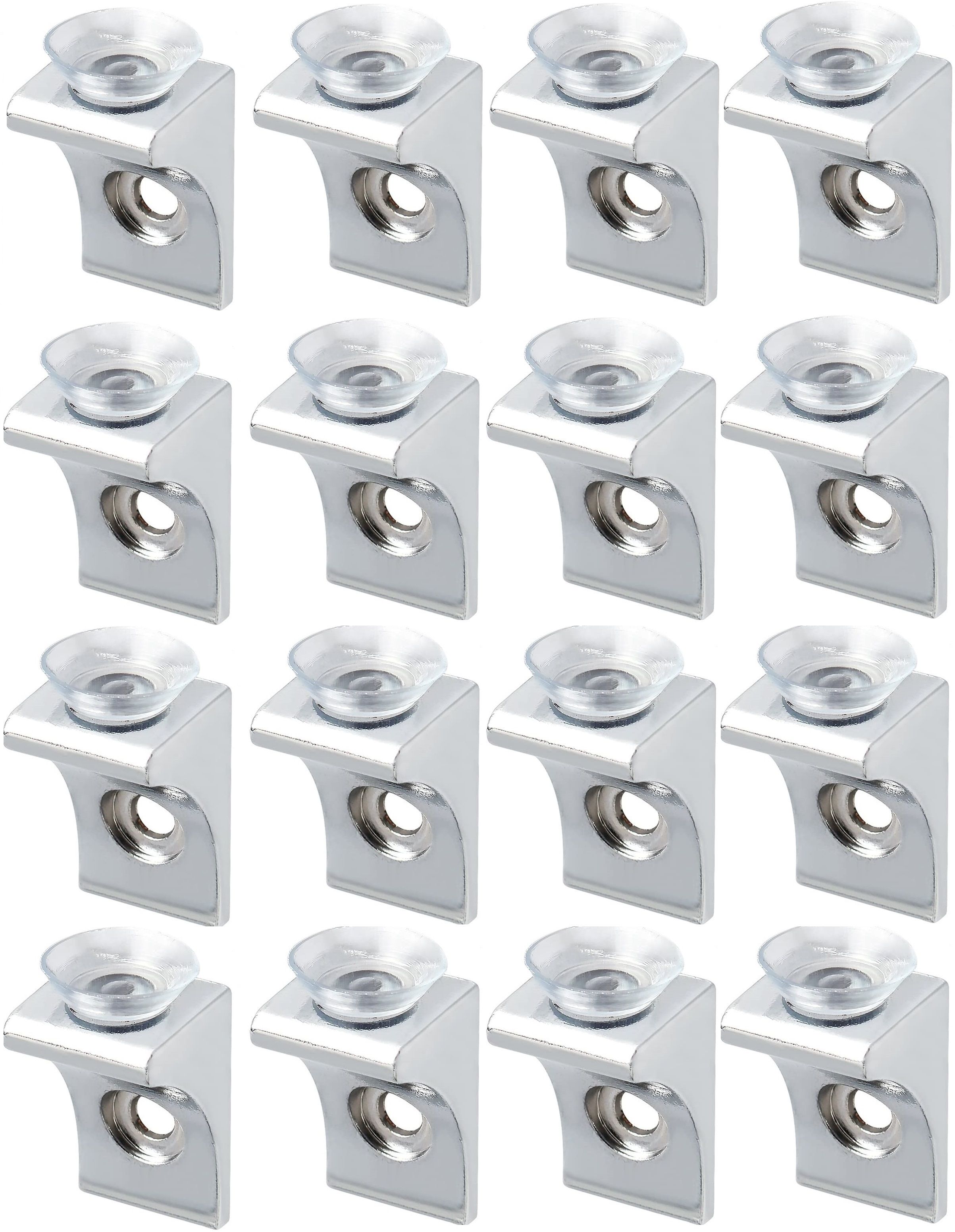 Aluminium Glass Shelf Brackets Mounting Brace Fixing Pegs Supports, holder Cup for Glass Shelves,Cabinet Display, (PACK OF 16) Shelf Bracket-image-1