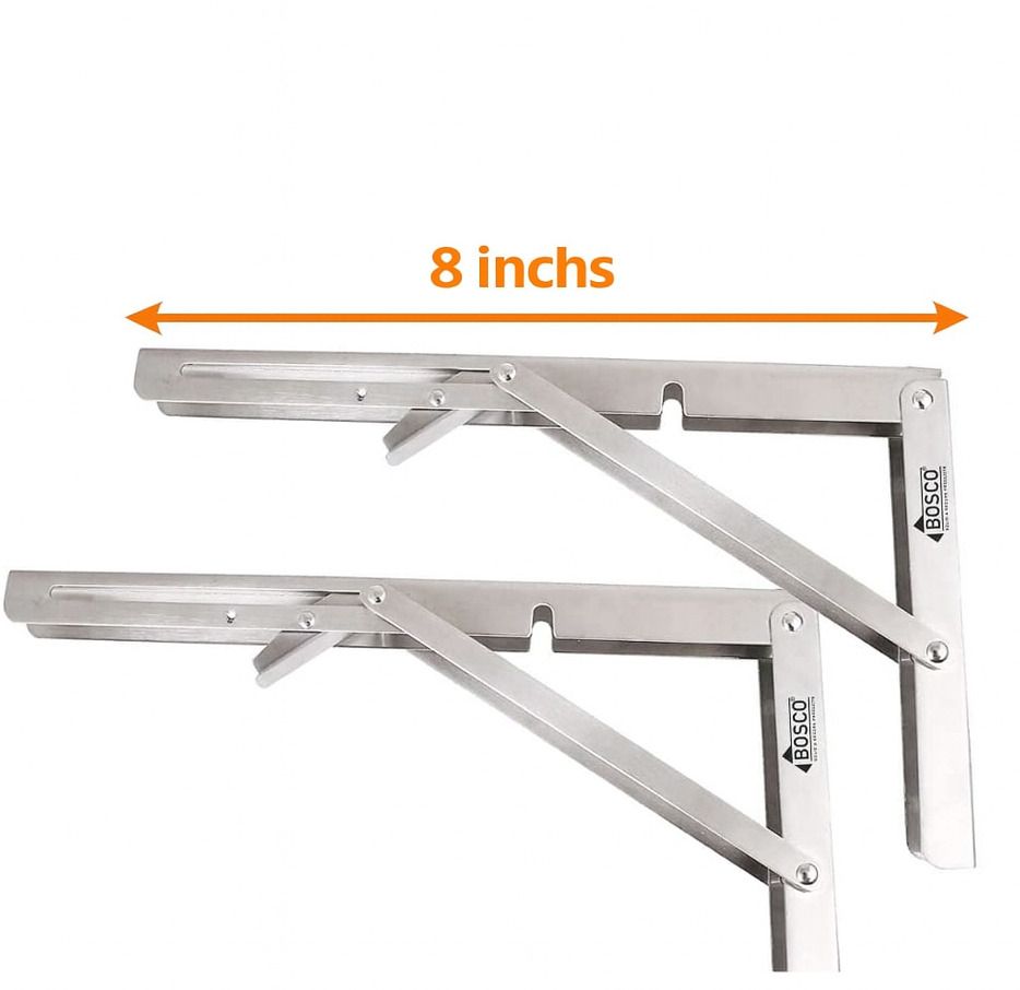 bosco Heavy-Duty Folding Shelf Brackets | Wall Mount, Space-Saving Design 8 Inch Shelf Bracket-picture-38