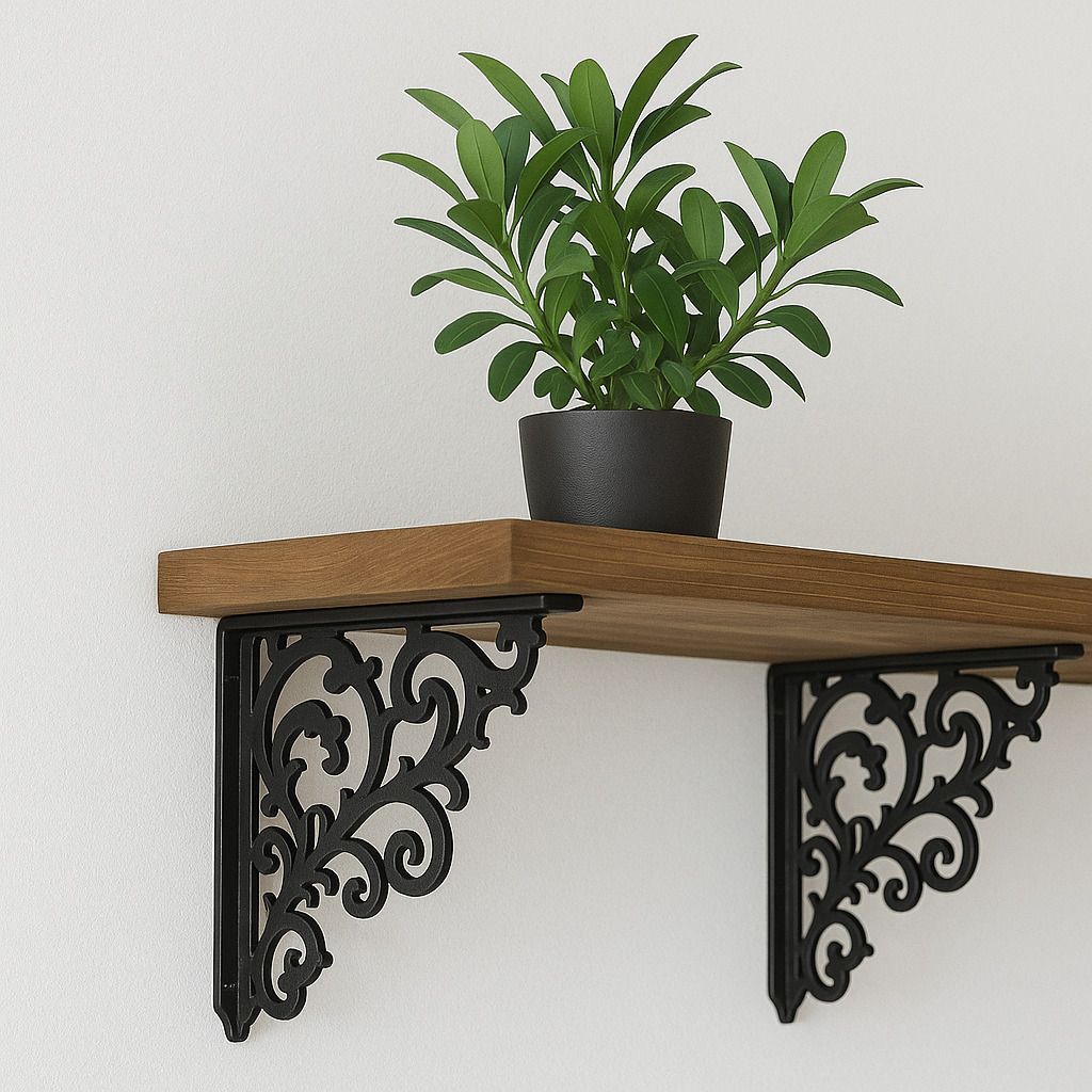 Bracket for Wooden Shelf Black | Decorative Storage Rack for Home & Office Décor 20 Shelf Bracket-image-6