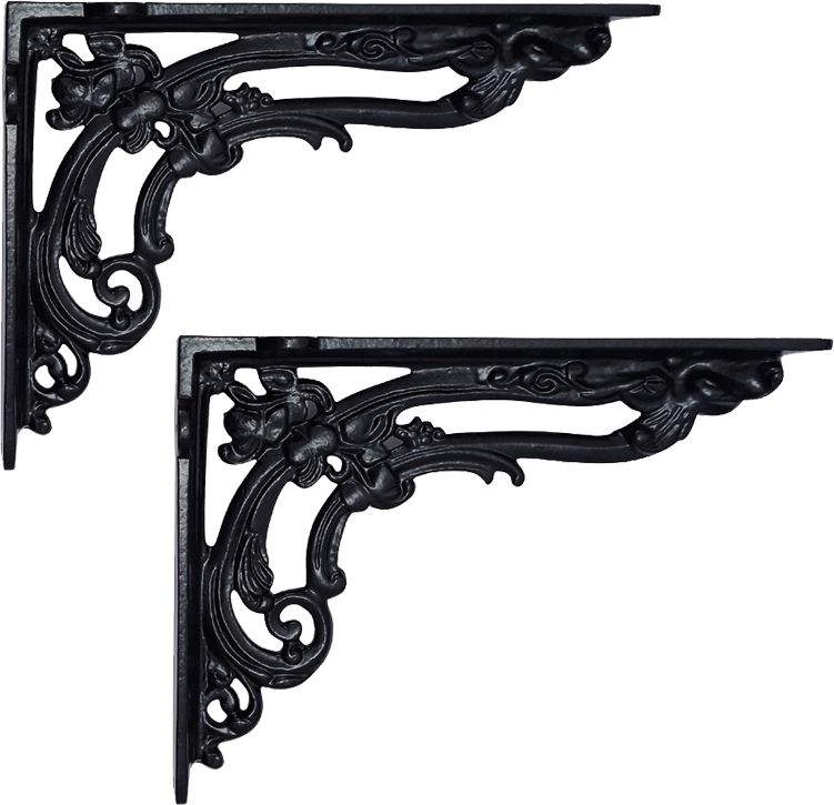 Beneberak Black Iron Shelf Bracket - Pack of 2 Black Powder Coated Finish 21.2 Shelf Bracket-image-10