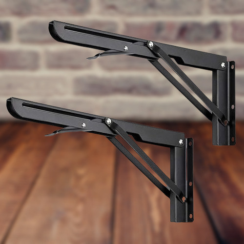 rh mall Shelf_bracket_SB117 10, Folding Shelf Bracket 10 Inch, 2 Pcs, Max Load 200KG(Black) Shelf Bracket image 1