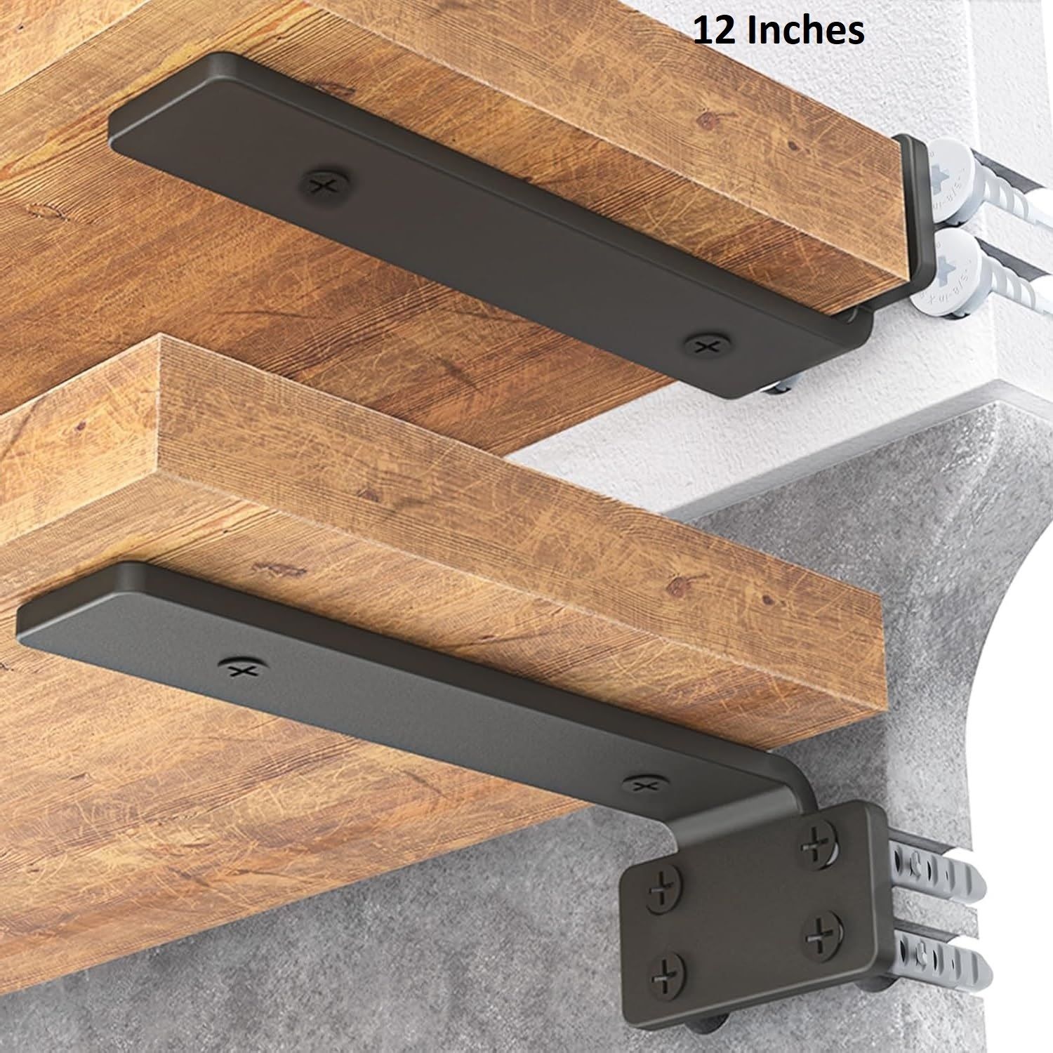 q1 beads 2 Pcs. 12 inch Shelf Bracket, Heavy Duty Floating Bracket for Shelves,Black 30 Shelf Bracket-picture-29