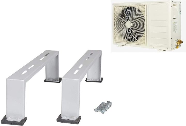 Double Heavy Air Conditioner Powder Coated Floor Stand Out Door Stand Adjustable Shelf Bracket-image-9
