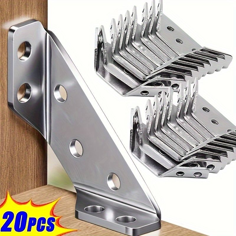 bright cove 20 Pcs Stainless Steel Joint Corner Brace Bracket Support 6.5 cm Shelf Bracket-picture-18