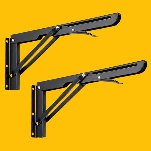 rh mall Shelf_Brackets_43 12, Folding Shelf Bracket 12 Inch, 2 Pcs, Max Load 200KG(Black) Shelf Bracket image 1