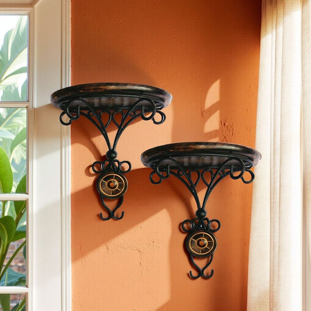 Pair of Decorative Half-Moon Wall Shelves 24 Shelf Bracket-image-23