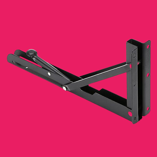 rh mall Shelf_Brackets_32 12, Folding Shelf Bracket 12 Inch, 2 Pcs, Max Load 200KG(Black) Shelf Bracket image 1