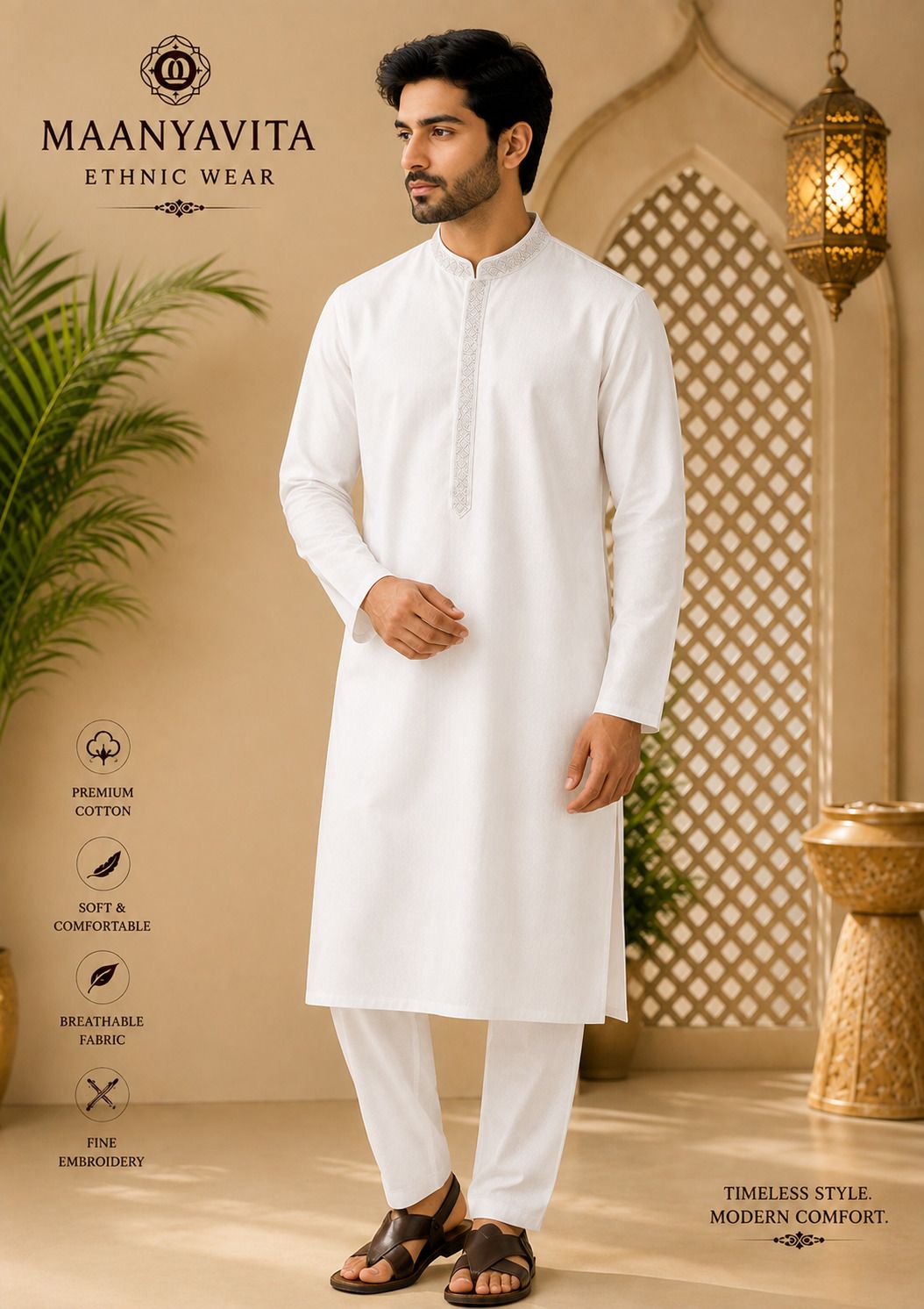 MAANYAVITA MONTI CARLO POTTI PUNJABI FOR MEN Self Design Sherwani-picture-25