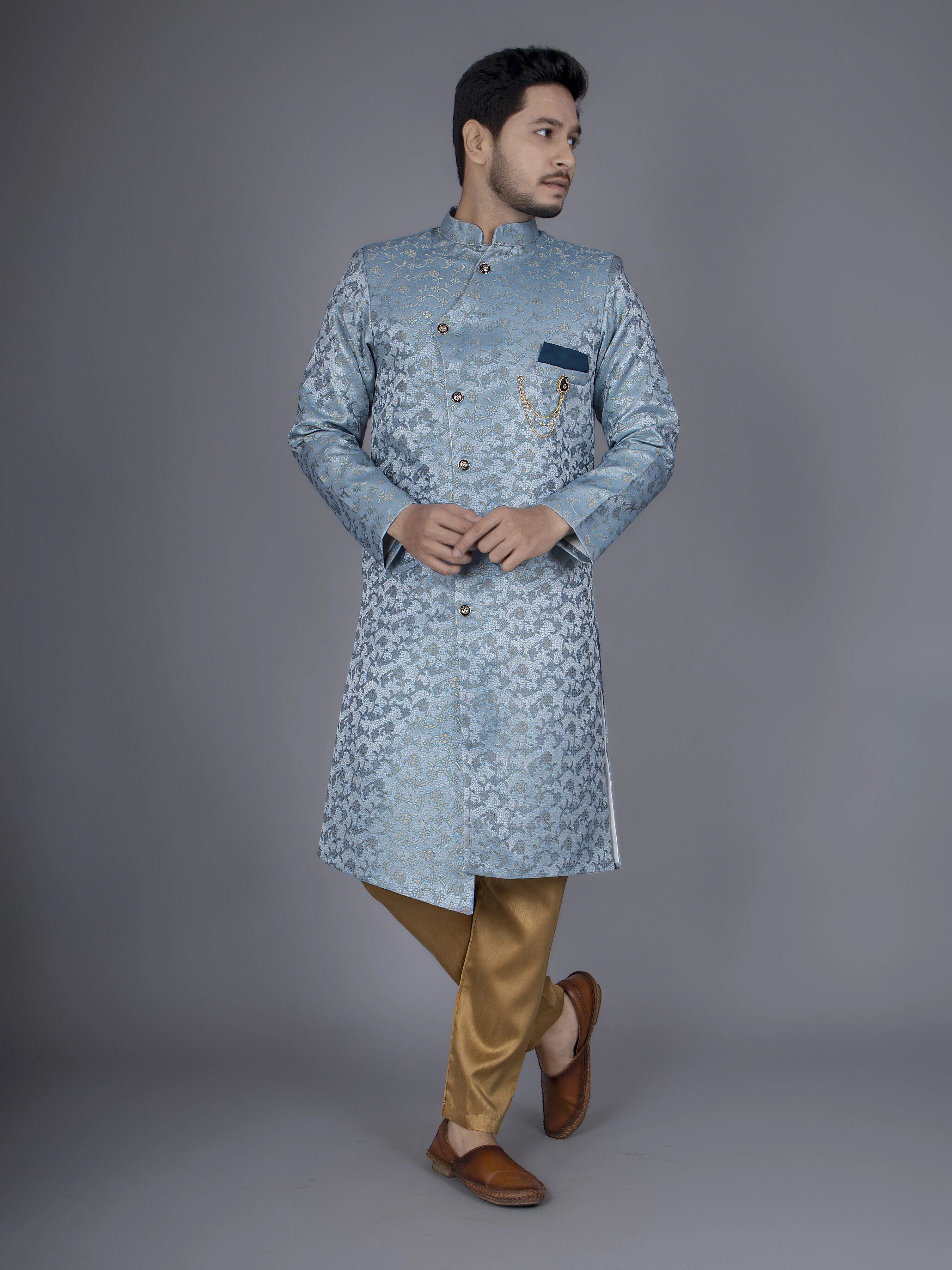 HOC RJ -460 Self Design Sherwani-picture-24