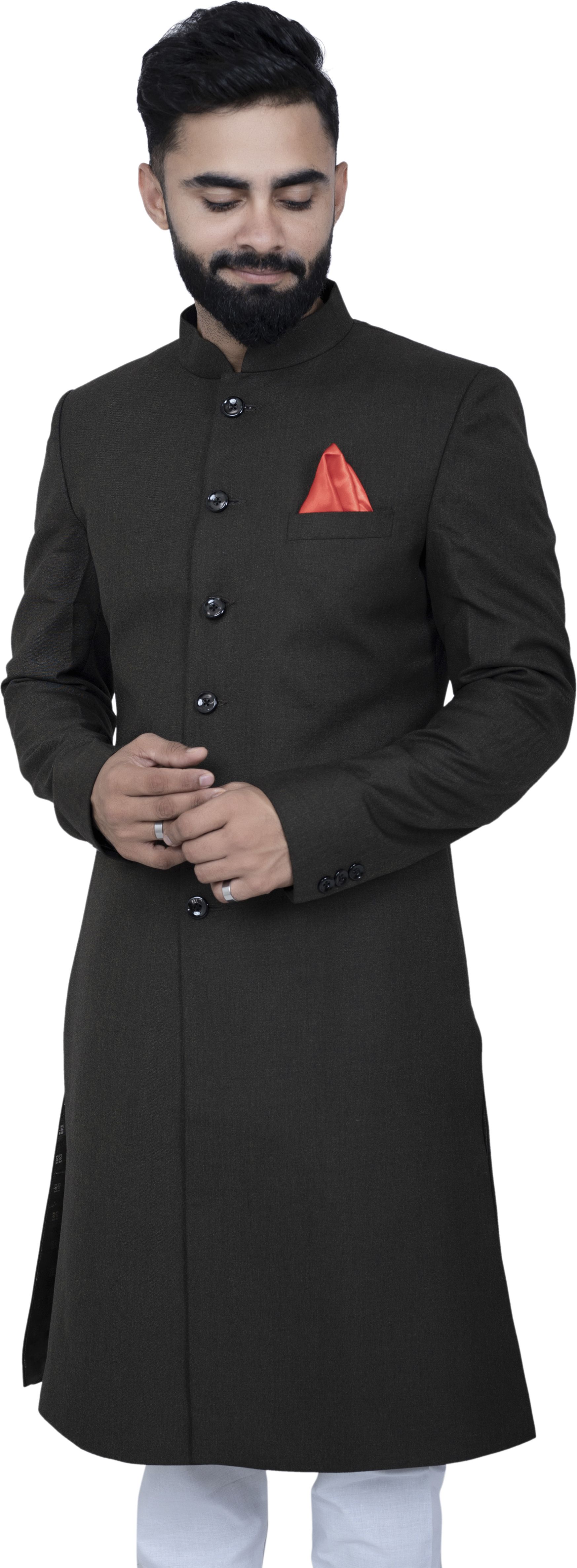 ALJAAMI Sherwani Achkan Solid Sherwani-picture-11