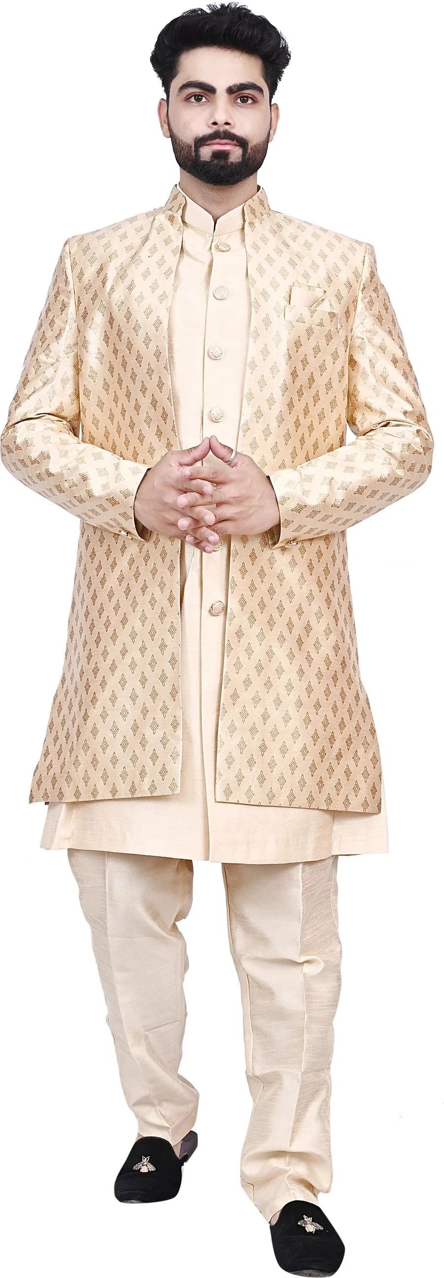 Diamond Style Double indo Western Printed Sherwani-picture-19