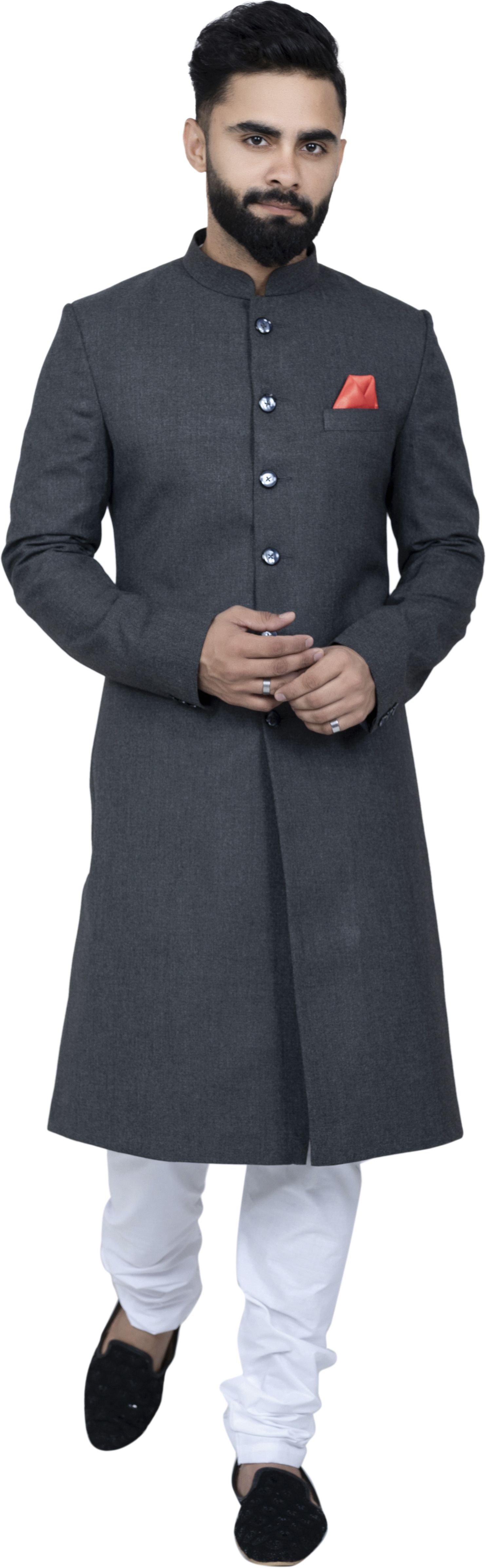 ALJAAMI Sherwani achkan Solid Sherwani-picture-22