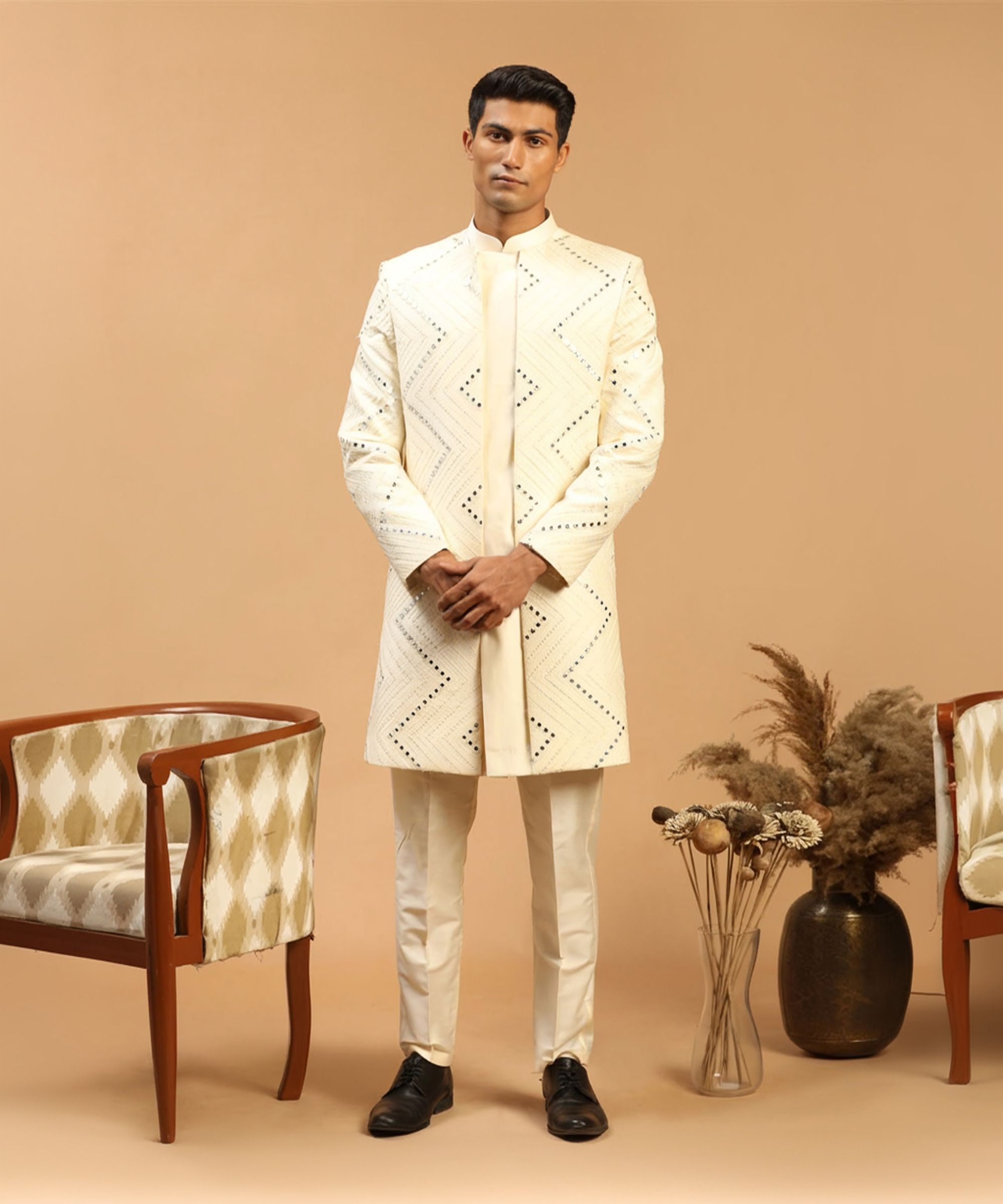 VASTRAMAY Embroidered Sherwani-image-40