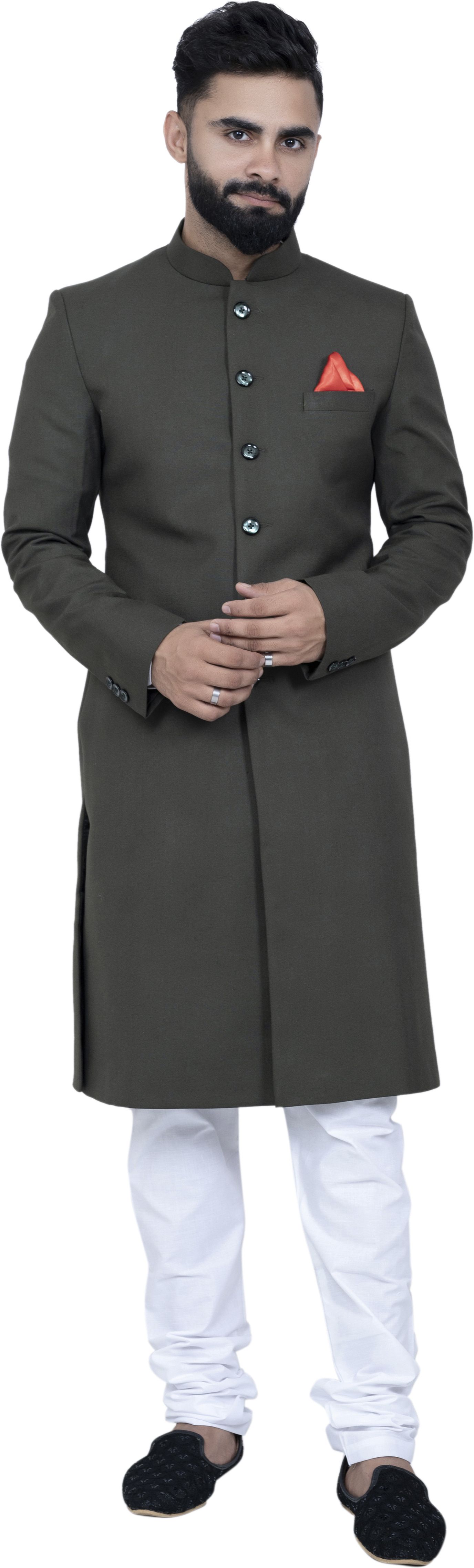 ALJAAMI Sherwani achkan Solid Sherwani