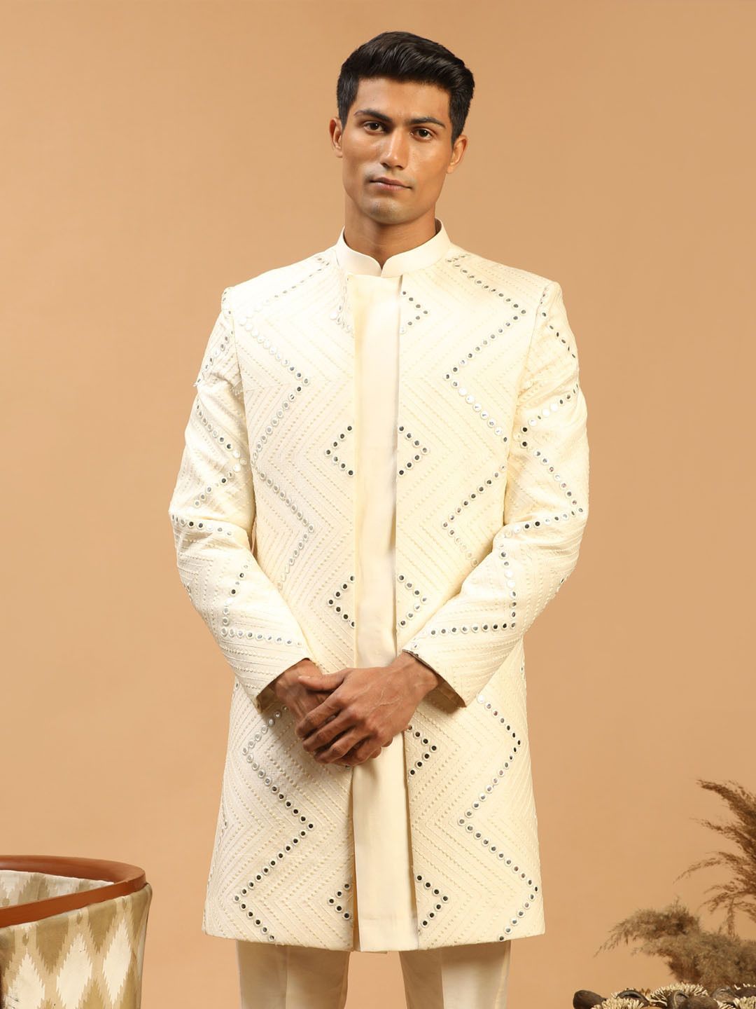 VASTRAMAY Embroidered, Embellished Sherwani-picture-14