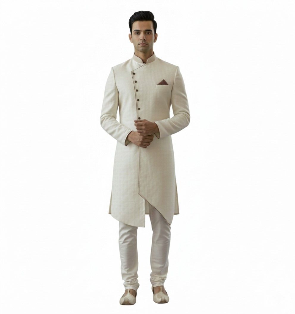 Punjabistyle Self Design Sherwani