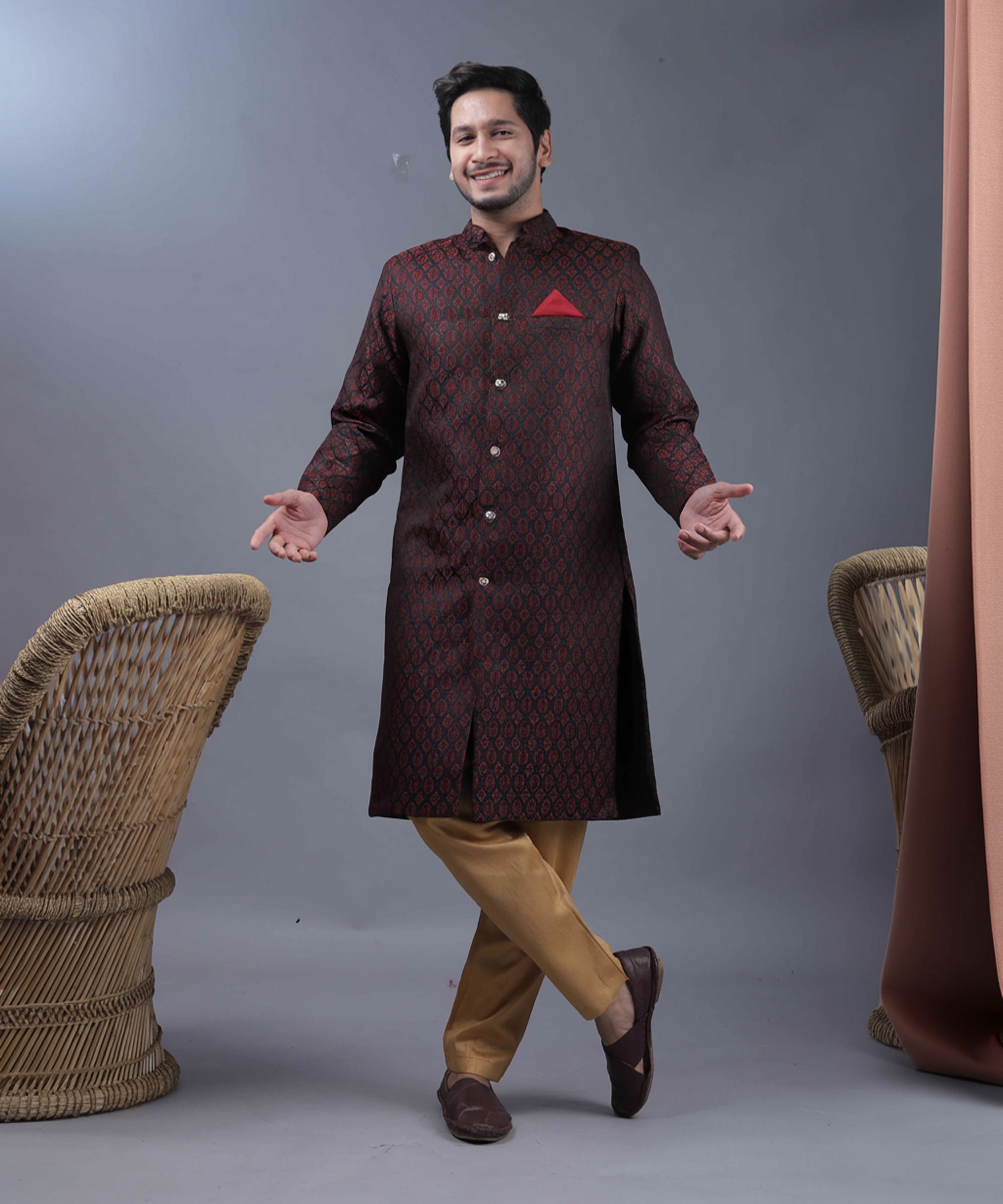 Ethzy Self Design Sherwani-image-49