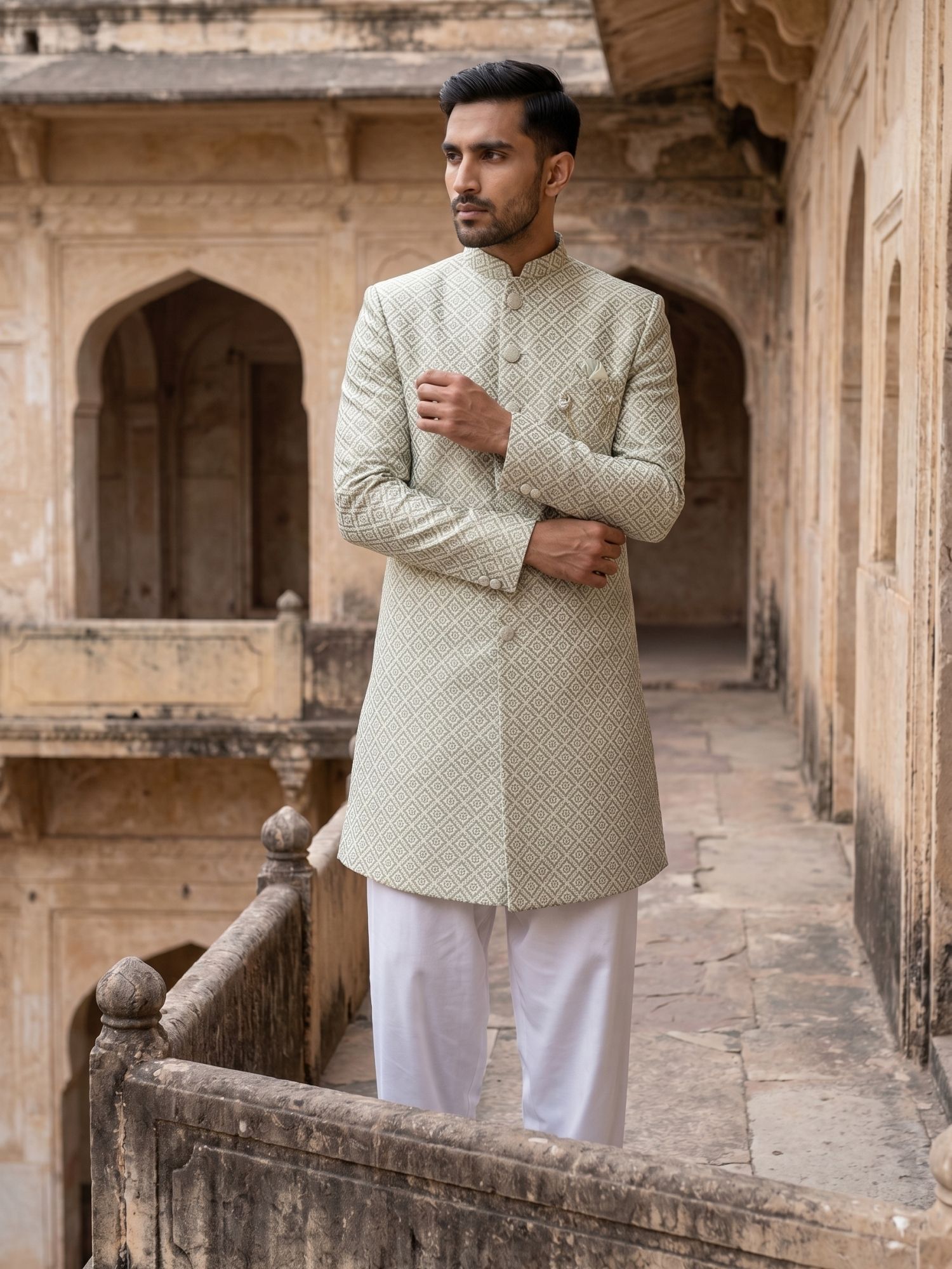 Jompers Self Design Sherwani-image-46