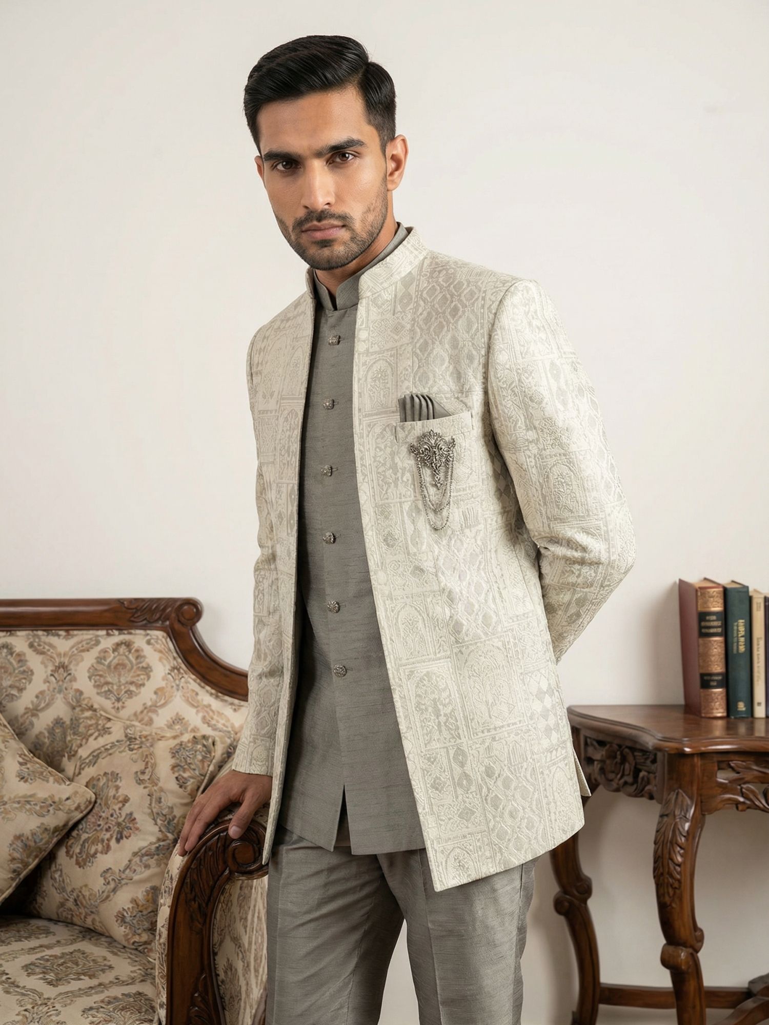 Jompers Self Design Sherwani-picture-18
