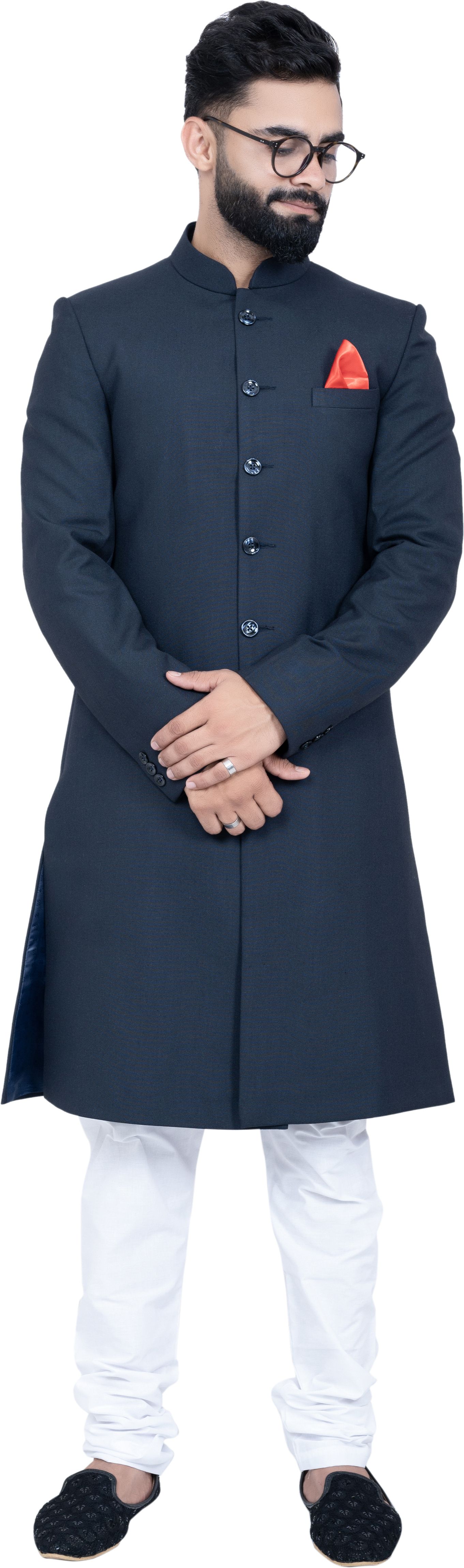 ALJAAMI Sherwani achkan Solid Sherwani-picture-13