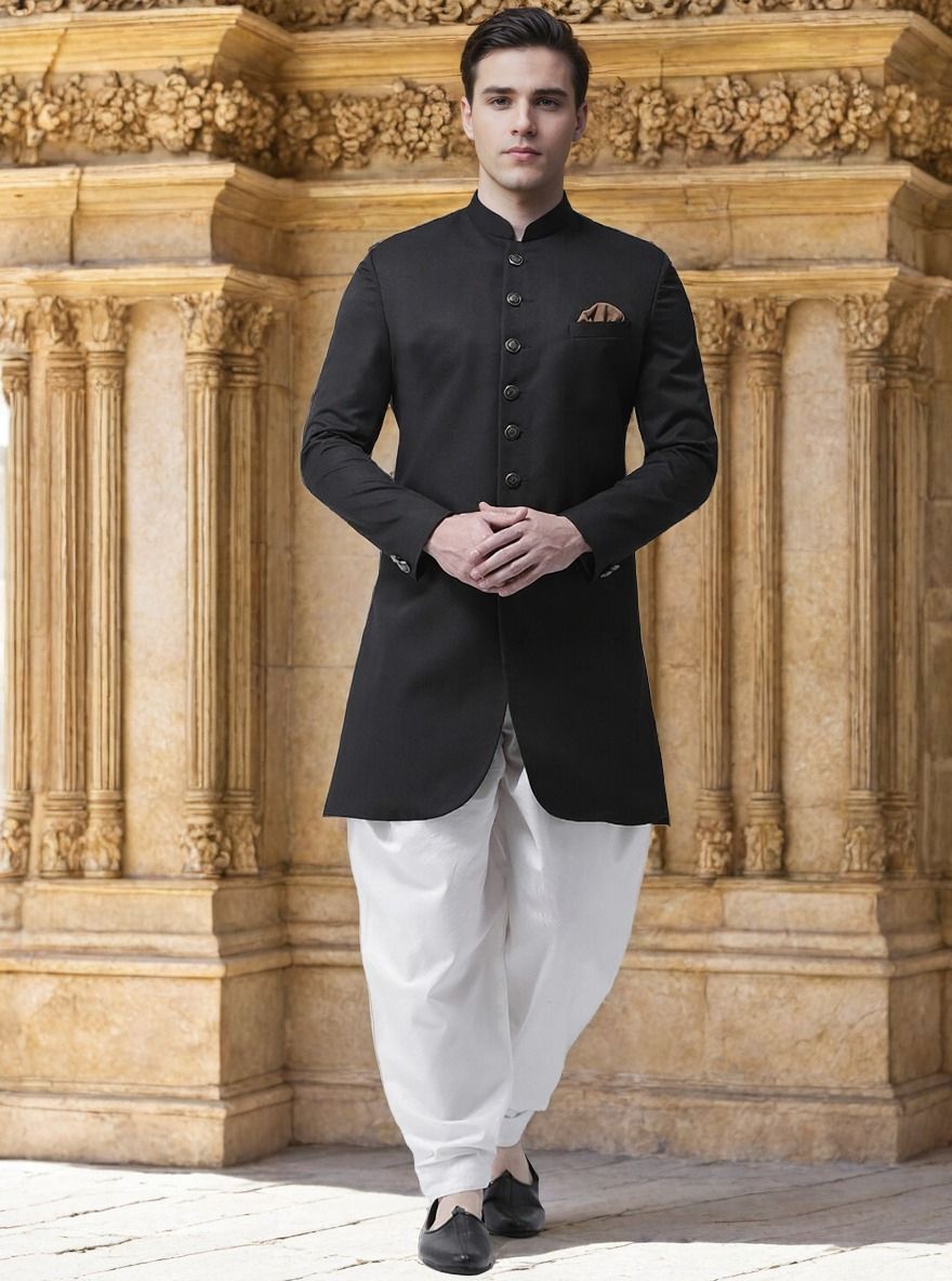 PRINTCULTR Solid Sherwani