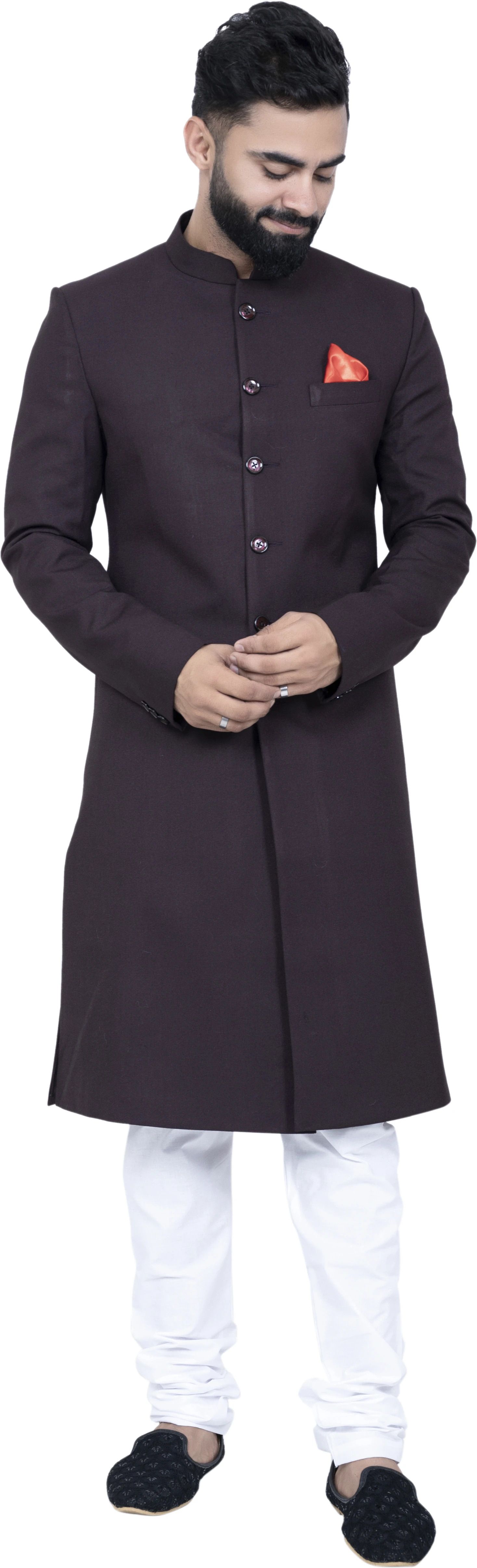 ALJAAMI Sherwani achkan Solid Sherwani